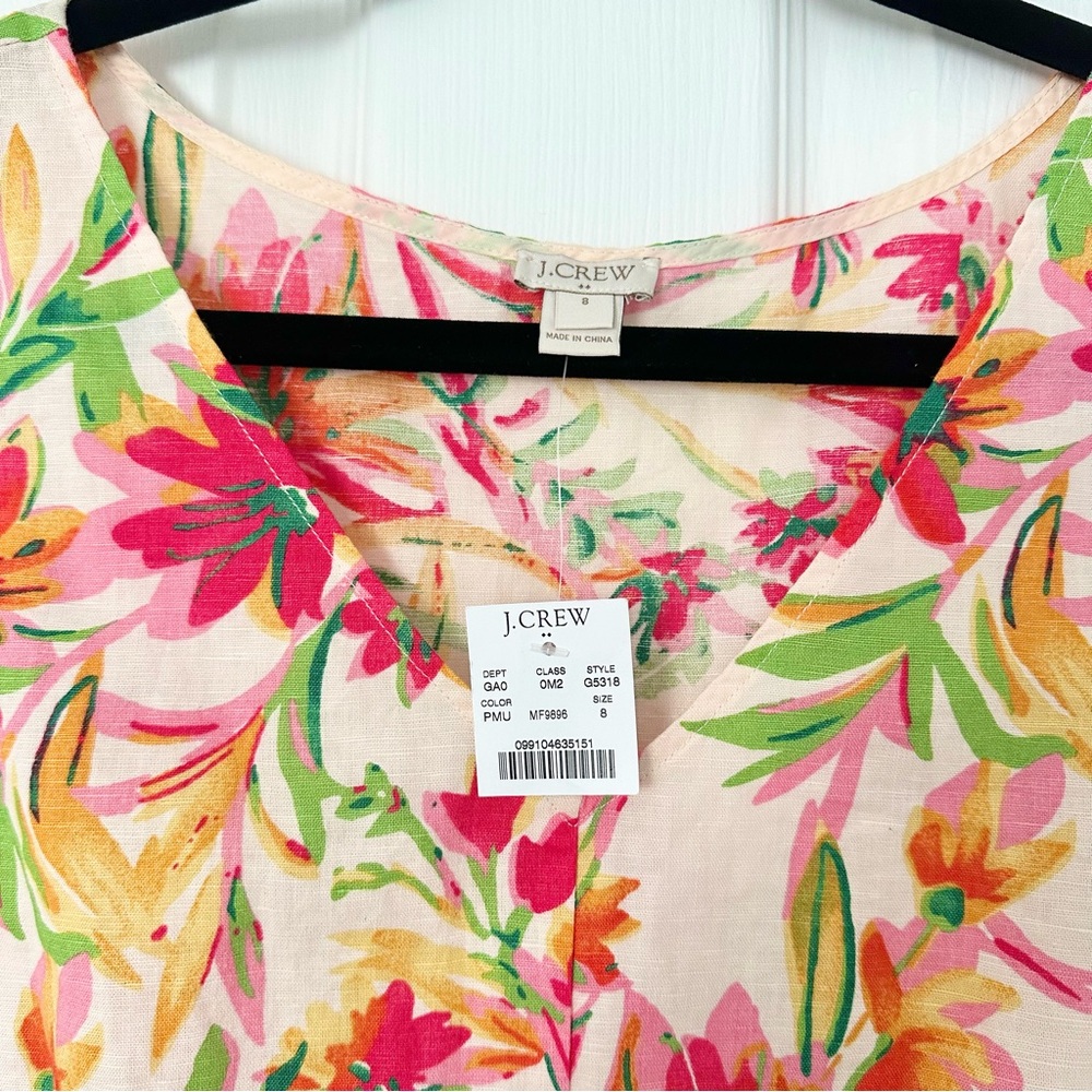 J. Crew NWT Floral Peplum Linen Cotton Sleeveless Top Blouse - Picture 2 of 7